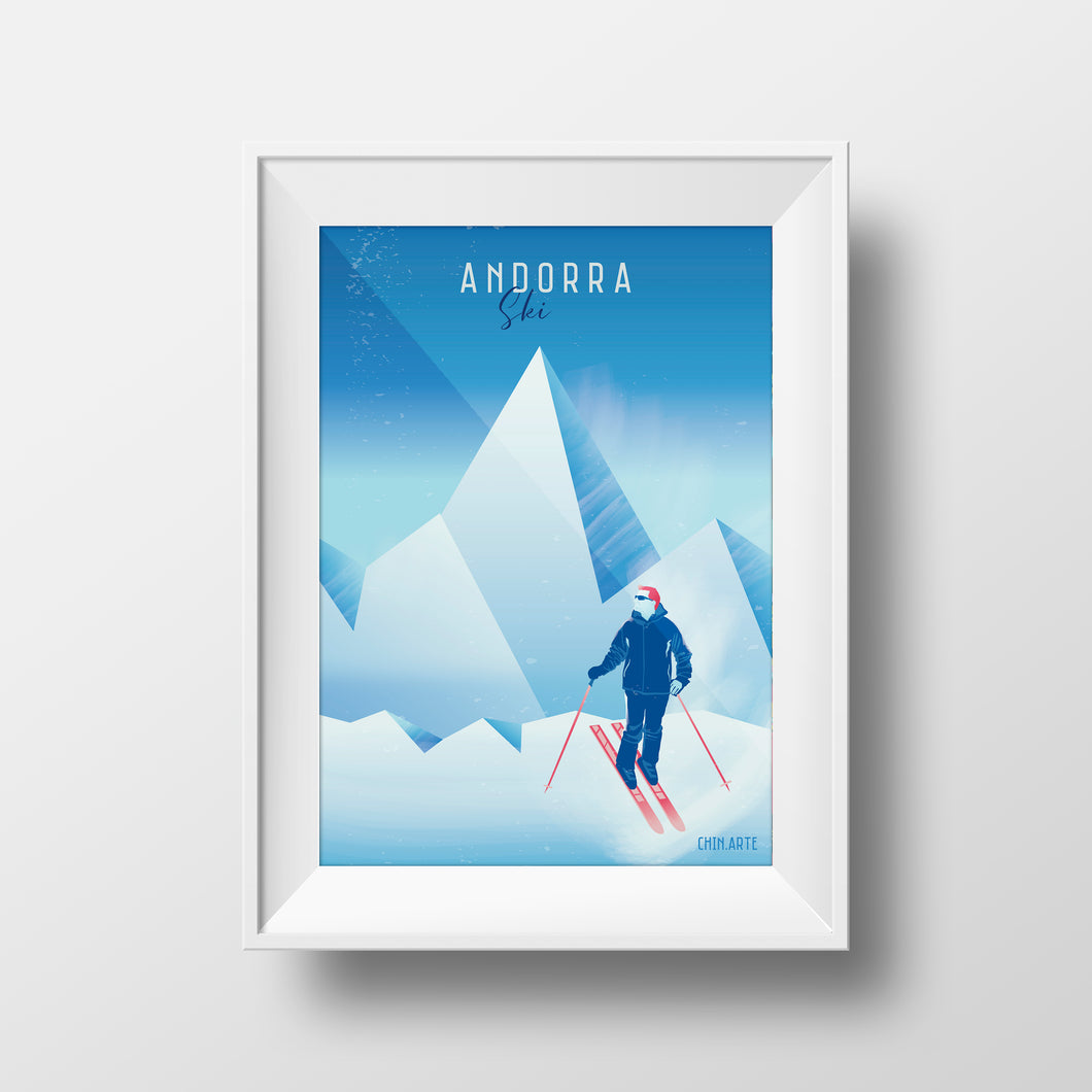 Cartel Poster Andorra, skii | Decoración de pared