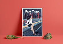 Cargar imagen en el visor de la galería, Cartel Poster New York Mujer Noche | Decoración de pared
